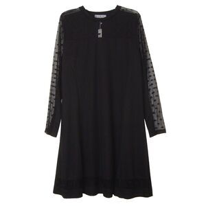 NEW Verona Couture Womens Black Dotted Mesh Long Sleeve Dress